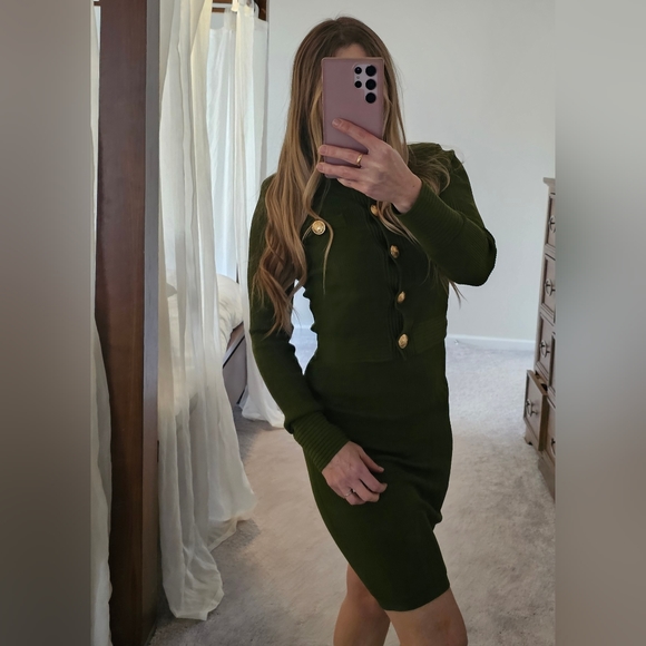 Express green skirt sweater set nwt XS bodycon - Picture 8 of 14